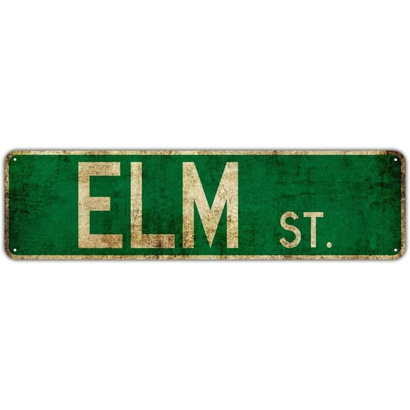 Metal Tin Sign Elm Street Road Sign Outdoor Signpost Rustic Retro Metal Decorative Wall Sign 4x16inch