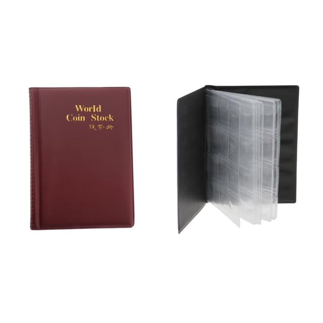 Álbum de almacenamiento de monedas CUTICAT Libro de colección de 2 piezas 120 bolsillos rojo