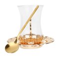 thumbnail image 4 of 1 juego de taza de café de vidrio, bellamente tallada, elegante taza de té con platillo y cuchara., 4 of 7