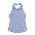 thumbnail image 6 of Noric Women's Sleeveless Striped Button Up Tank Tops Summer Casual Slim Fit Vintage Peplum Blouse, 6 of 6
