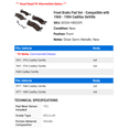 thumbnail image 2 of Front Brake Pad Set - Compatible with 1968 - 1984 Cadillac DeVille 1969 1970 1971 1972 1973 1974 1975 1976 1977 1978 1979 1980 1981 1982 1983, 2 of 2