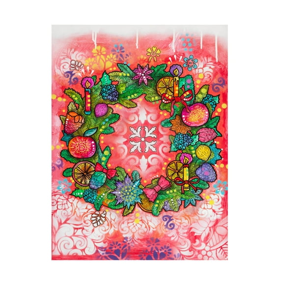 Canvas Wall Art - Dean Russo 'Citrus Wreath' Wall Art for Living Room, Bedroom, or Office Décor by Trademark Fine Art - 14 x 19 Inches