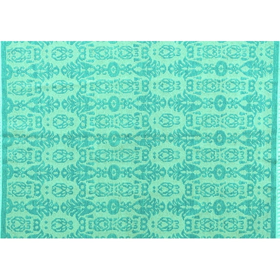 Ahgly Company Indoor Rectangle Abstract Turquoise Blue Modern Area Rugs, 4' x 6'