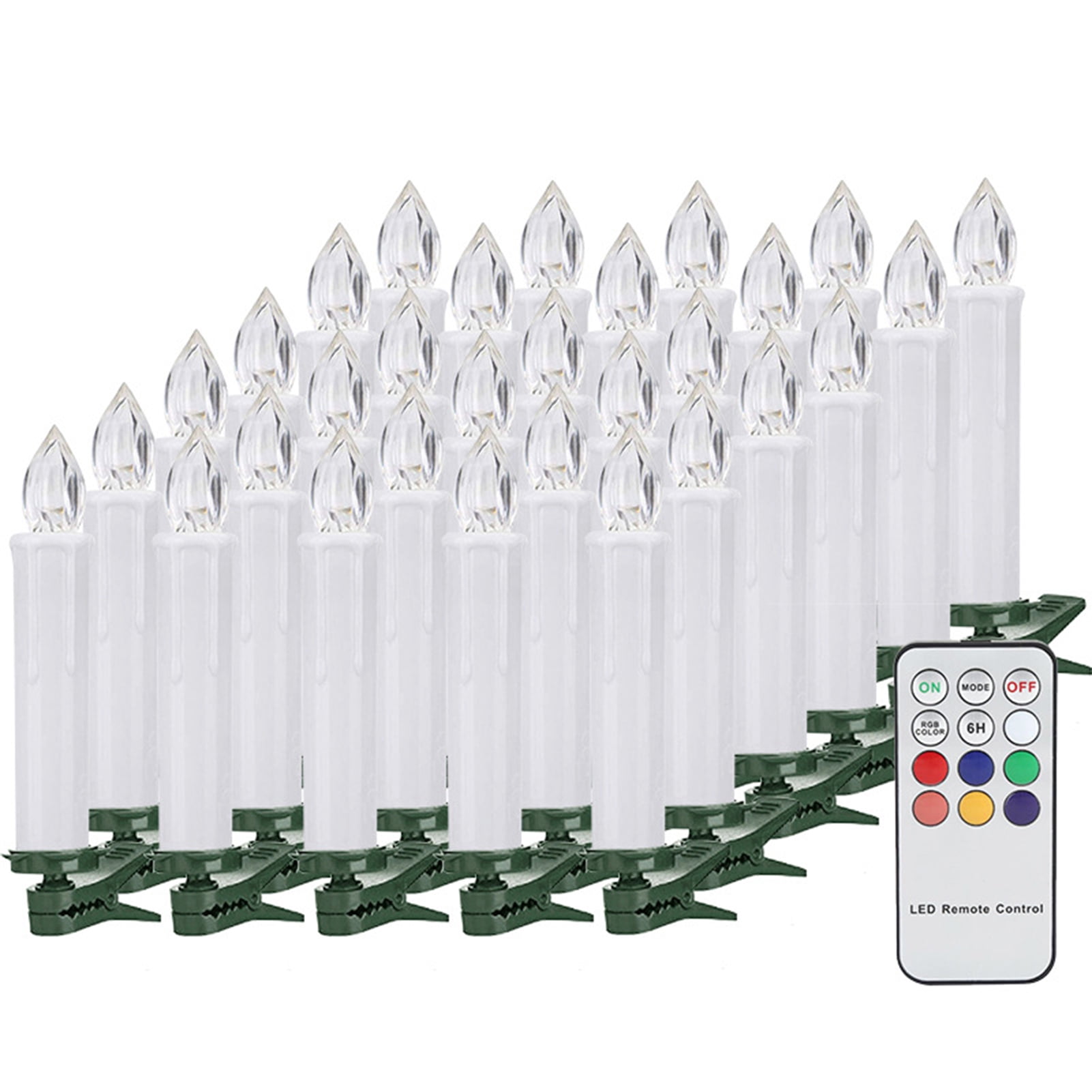1 Set Electronic Candle Light with Clip Wireless Remote Control Plastic Christmas Tree Decorate