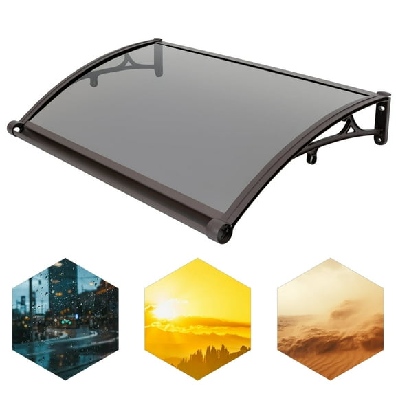 ChicHomey Window Door Awning Canopy,24" x 40" Polycarbonate Transmittance PC Board Patio Awning Canopy,Cover Front  Door & Outdoor ,Coffee&Tan