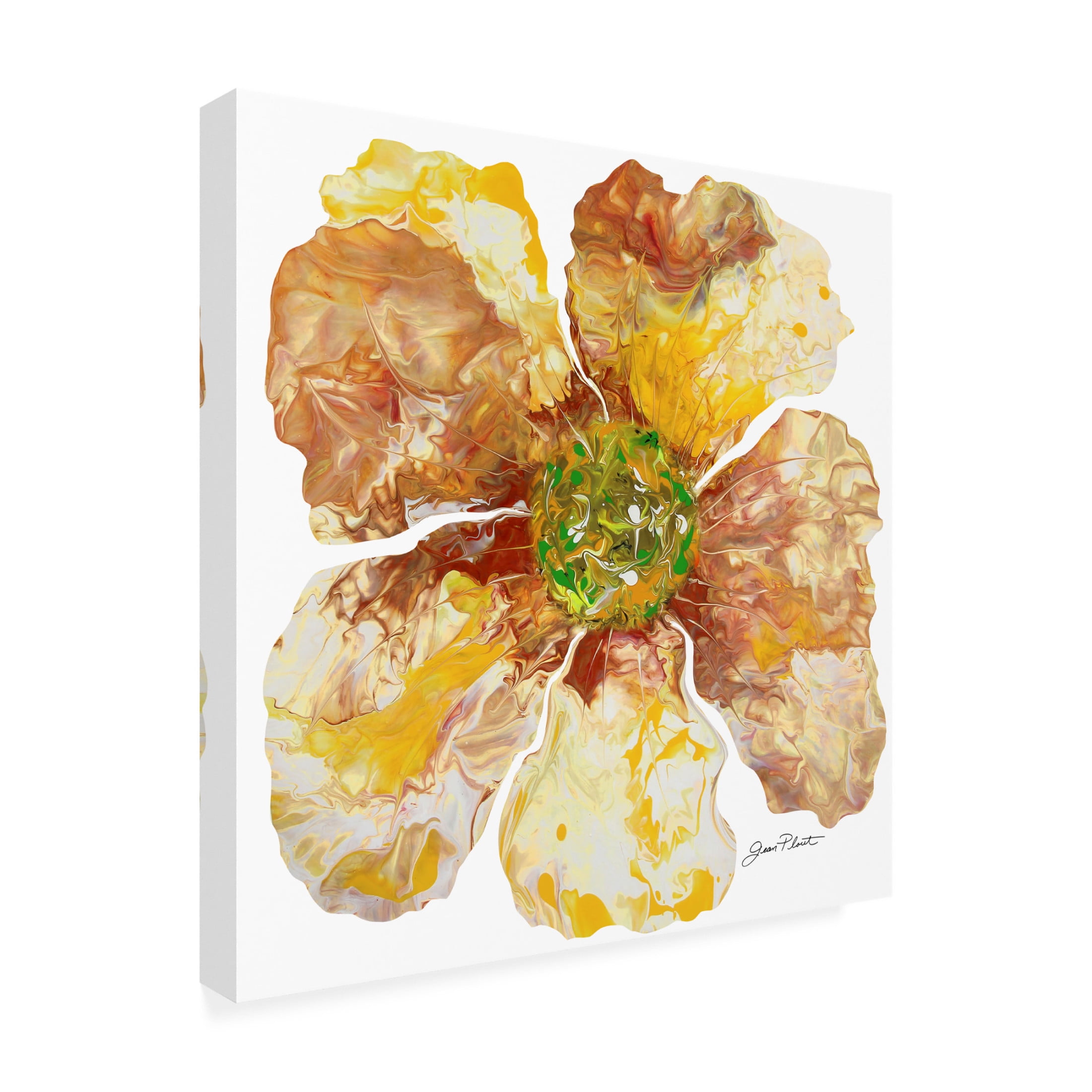 Canvas Wall Art - Jean Plout 'Floral Acrylic Pouring D' Wall Art for Living Room, Bedroom, or Office Décor by Trademark Fine Art - 18 x 18 Inches