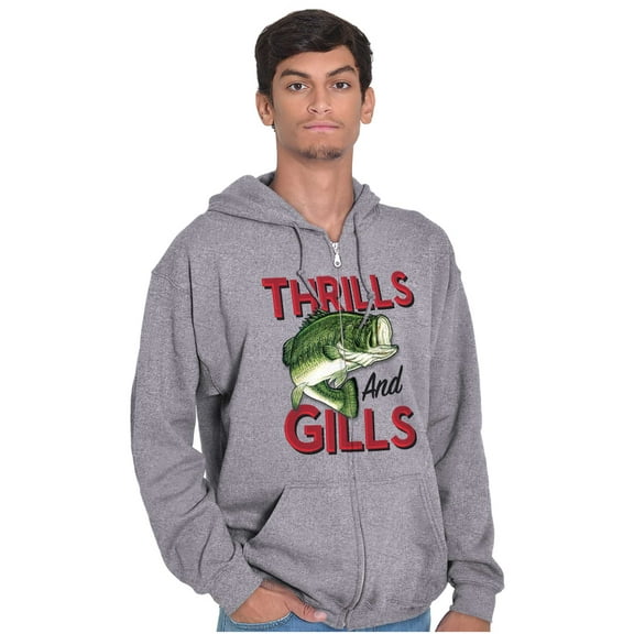 Fisherman Life Thrills and Gills Zip Up Hoodie Men's Women's Brisco Brands S