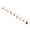 thumbnail image 1 of 9pcs Nose Studs Set Golden Stainless Steel L Shape Shiny Zircon Decoration Nose Ring Studs, 1 of 5