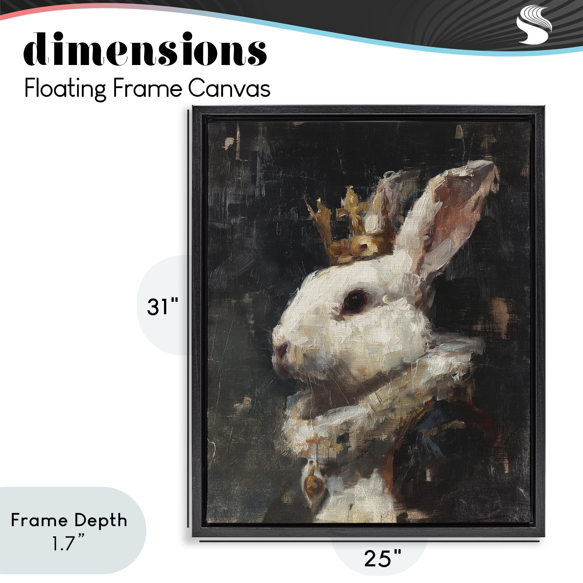 Stupell Industries Regal Monarch Rabbit Black Framed Floater Canvas Wall Art, design by Svetlana Aleynikova