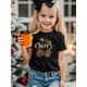 thumbnail image 1 of Girls' Cherry Print Short Sleeve T-Shirt, Casual Crew Neck Knit Top, Slight Stretch Cotton with Elastane, Summer Fashion for Kids Ages 1-8, 1 of 6