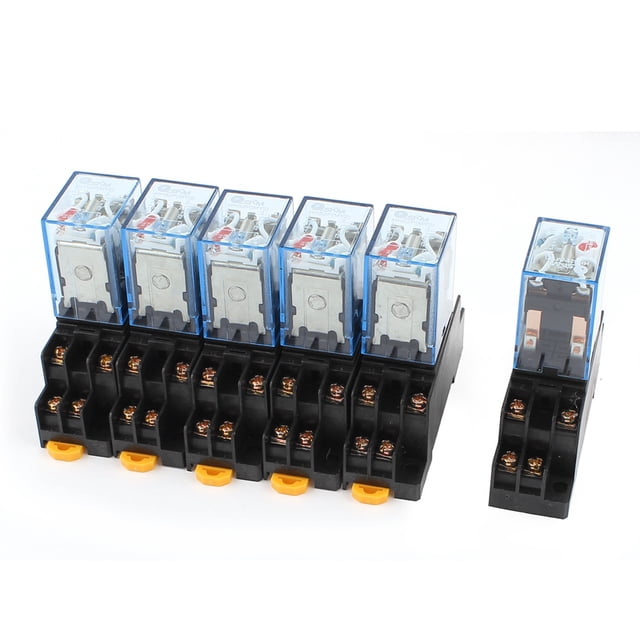 Unique Bargains 6 Pcs AC 110/120V Coil 8Pins DPDT 35mm DIN Rail Electromagnetic Power Relay