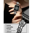 thumbnail image 2 of TOYOUTHS Bling Metal Band Compatible with Apple Watch Band 40/44/45/38/41/42/46/49mm Women, Dressy Sparkle Diamond Camellia Bracelet Luxury Strap for iWatch SE Series 10/9/8/7/6/5/4/3/2/1/Ultra, 2 of 6