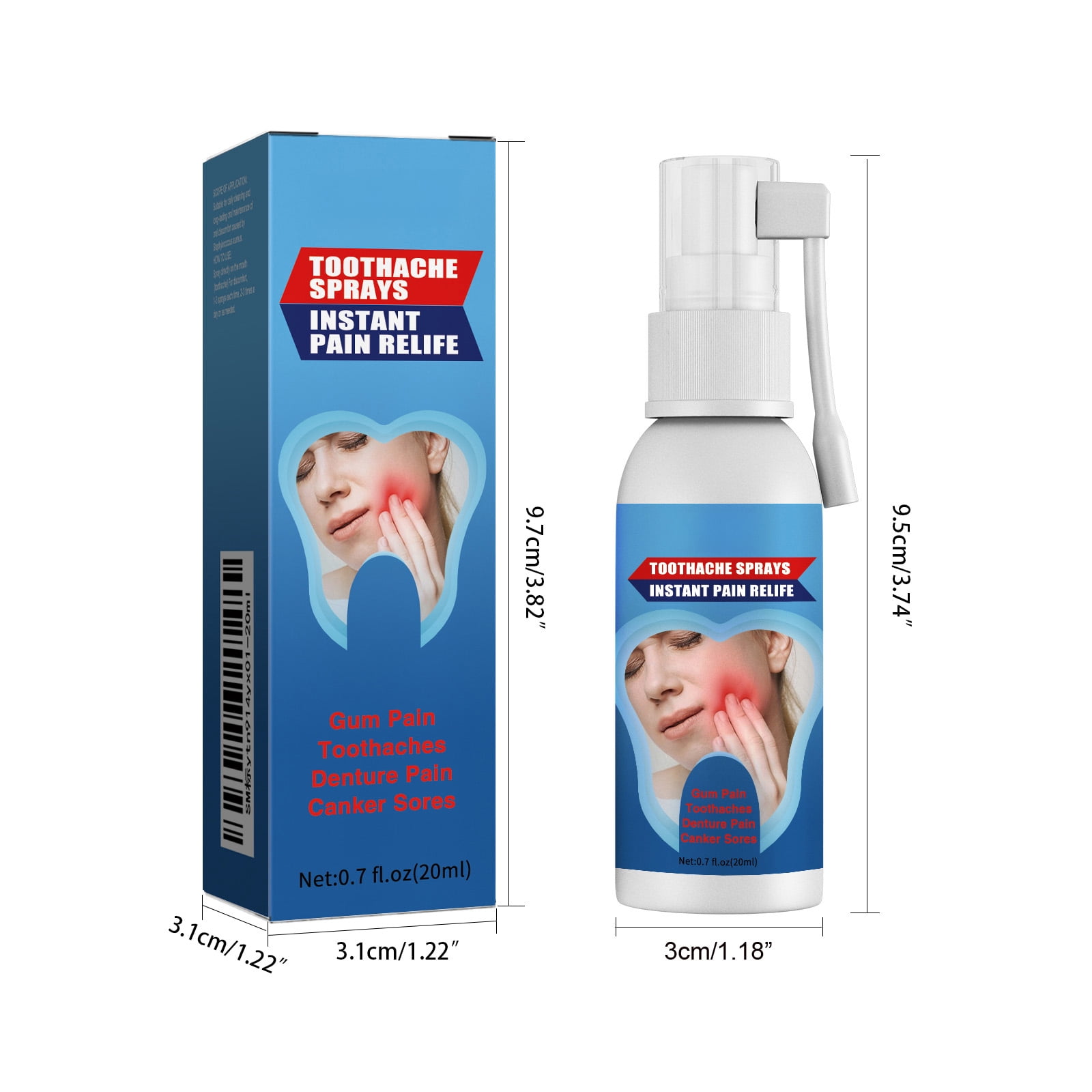 Alvantor Toothache Pain Relief Spray, Soothes Gum and Instant Relief, Mint Flavor 0.7fl.oz