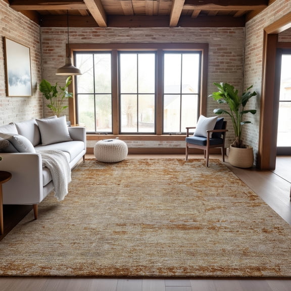 Addison Rugs Mayfield Premium Machine Washable Transitional Abstract Copper Rectangle Rug, 9' x 12'