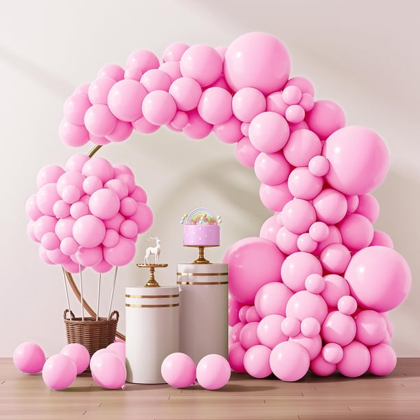 Juego de globos RUBFAC, 129 unidades, rosas, con diferentes tamaños para decoración