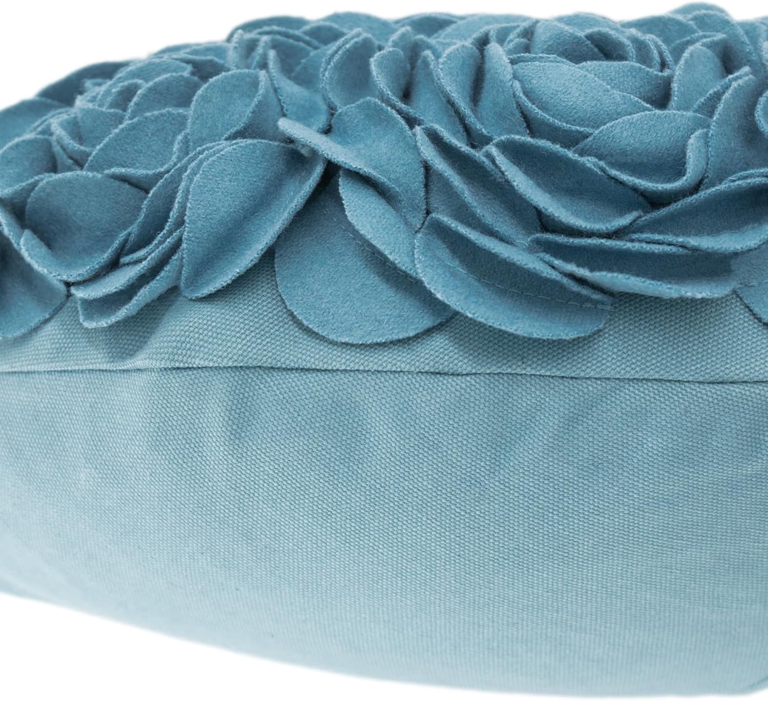 JWH 3D Flower Decorative Valentine's Day Gift for Her Heart Accent Pillow Case with Insert 14x16 inch Teal Blue
