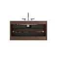 thumbnail image 5 of 36 Inch Wall Mounted Floating Bathroom Vanity with Ceramic Sink, Double Soft Close Drawers, Handle Free Design, Walnut Finish, 5 of 5