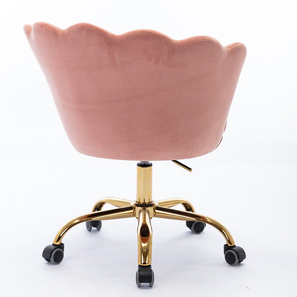 Kepooman Modern Adjustable Swivel Velvet Shell Chairs with Golden Base & Armrest, Nude Pink Kepooman Modern Adjustable Swivel Velvet Shell Chairs with Golden Base & Armrest, Nude Pink