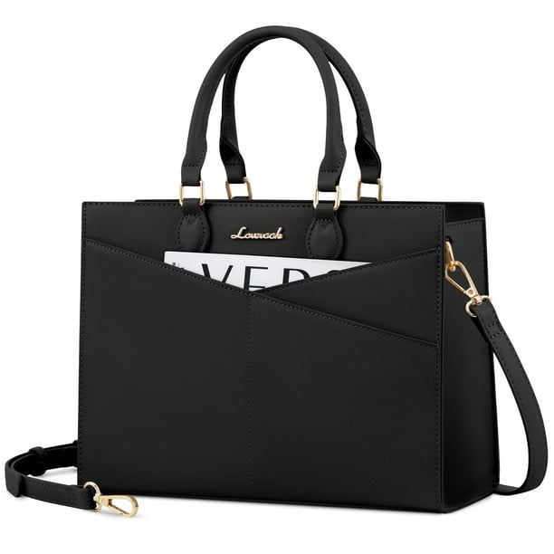 Bolso LOVEVOOK tipo cartera, bolso de mano, cuero negro, para mujer