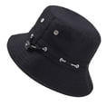 thumbnail image 5 of 1 sombrero de pescador de doble cara con protección solar para exteriores, con protección UV, elegante sombrero de cubo con cordones para verano, para playa, para mujer (negro), 5 of 5