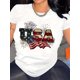 thumbnail image 1 of Independence Day Flag lettering Graphic Sport T-shirt, Summer casual style, women's short-sleeved crewneck sport T-shirt, 1 of 6