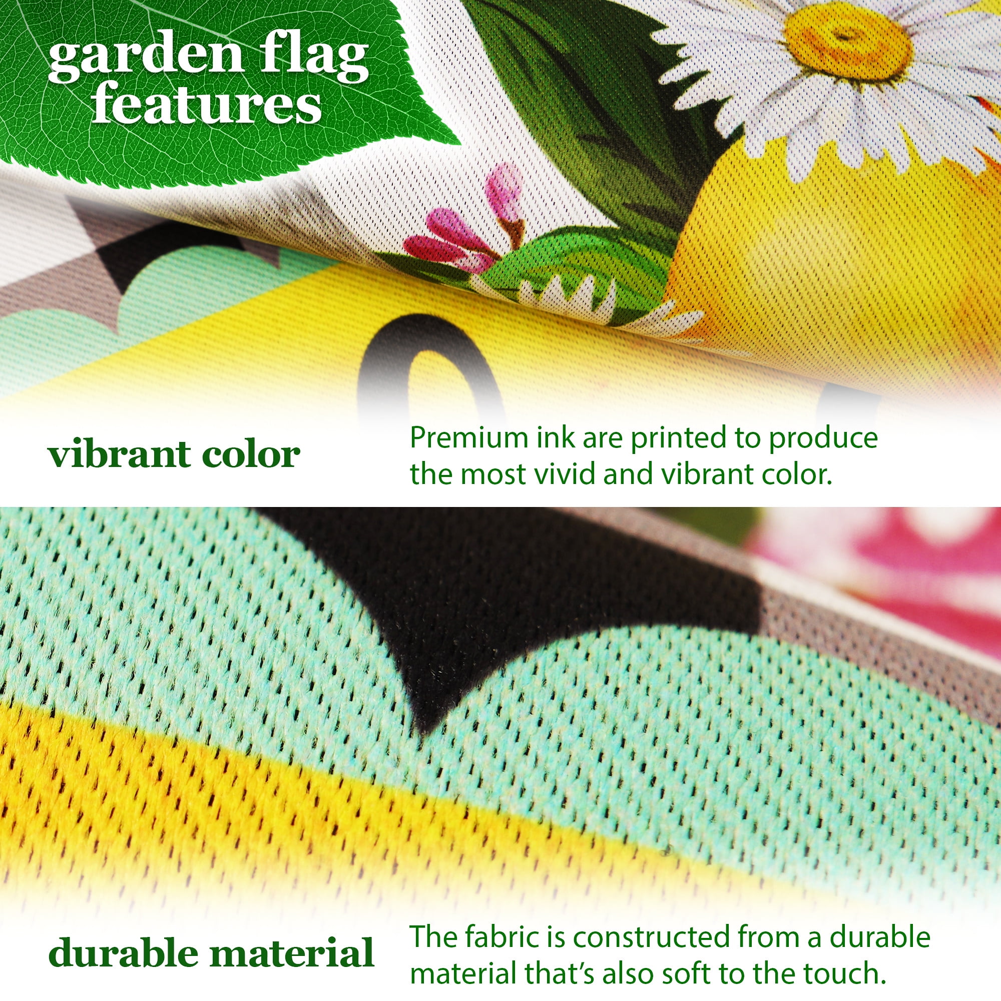 G128 Combo Pack: Garden Flag Stand Black 36 in x 16 in & Garden Flag Summer Decoration Welcome Bird with Fruit Wreath 12"x18" Double-Sided Blockout Fabric