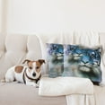 thumbnail image 4 of Ambesonne Animal Throw Pillow Cover 2 Pack, Blue Art Savannah Tigers, 24", White Black Blue, 4 of 7