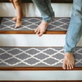 thumbnail image 6 of Ottomanson Non-Slip Rubberback Moroccan Trellis 8.5" x 26" Indoor Stair Treads, 14 Pack, Gray, 6 of 10