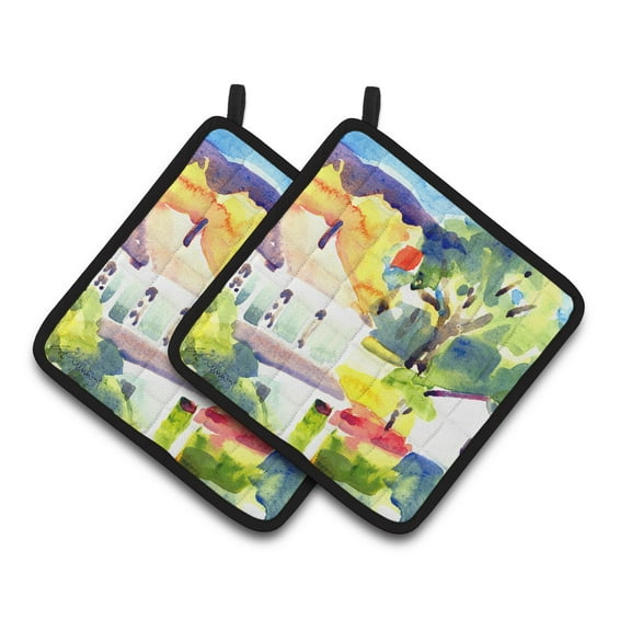 Carolines Treasures 6131PTHD Houses Pair of Pot Holders , 7.5HX7.5W, multicolor