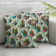 thumbnail image 3 of COMIO Pillow Covers Cactus with Succulents and Cactuses with Inky in Glass Terrariums Trendy Tropical Design Flower Desert Pillow Case Cushion Cover for Home Decor Square Pillowcase White, 3 of 5