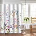 thumbnail image 7 of Shower Curtain Floral Printed Water Repellent for Bathroom, Decorative Partition Cloth with Hooks Easy Install, 70.9x70.9 Inch, 7 of 7