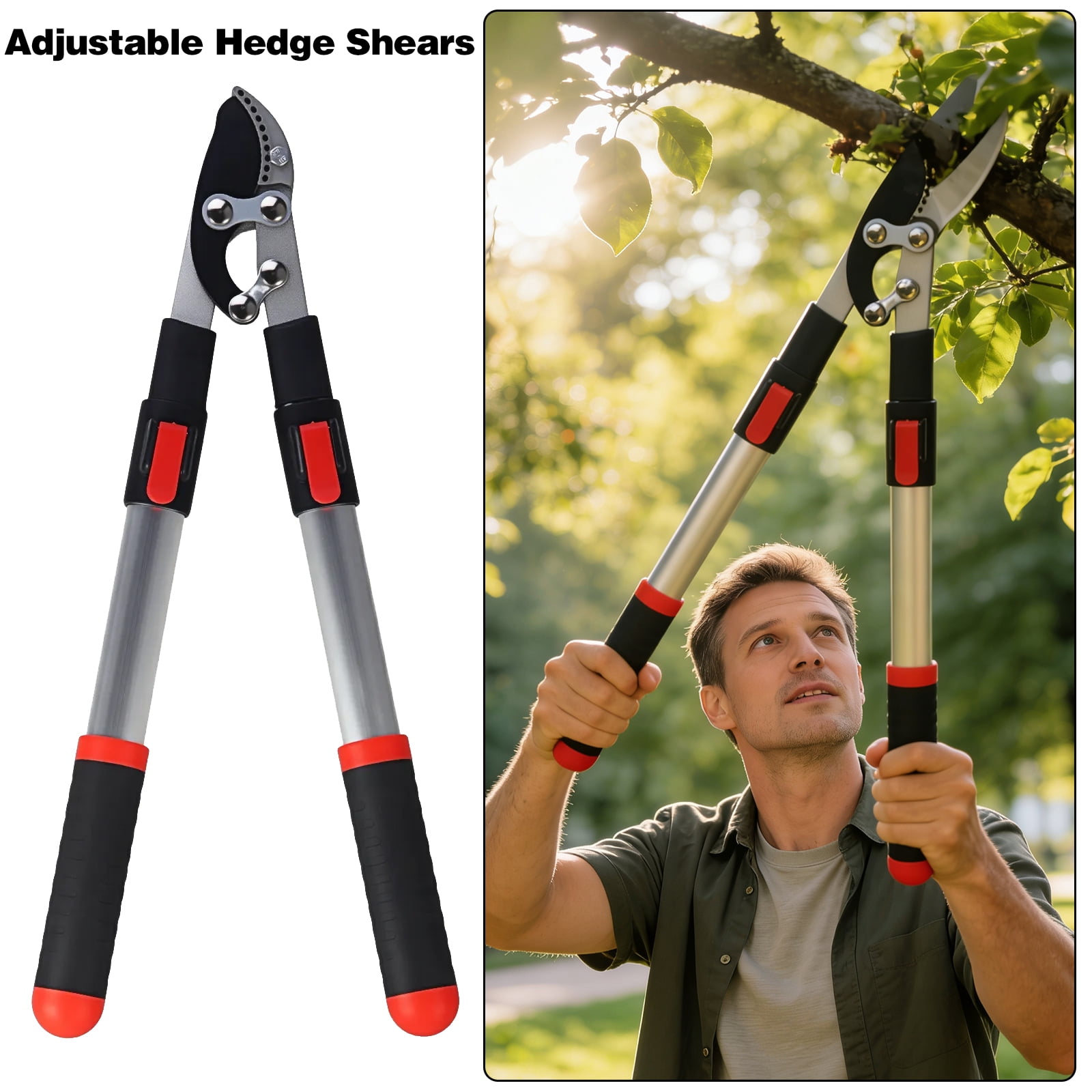 Paddsun Lopper, Hedge Shear & Pruner Combo Set, 3-Piece Retractable Pruning Shears Heavy Duty Tree Shrub & Bush Care Kit for Lawn Garden & Yard