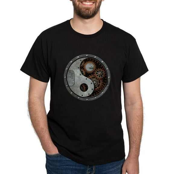 CafePress - Steampunk Yin Yang T Shirt - Men's Classic Graphic Cotton T-Shirt