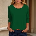 thumbnail image 3 of Towmus Womens Tops 3/4 Sleeve Solid Color Crew Neck T Shirt Oversized Casual Women Blouse Business Work Summer Dresses S-3XL Under $6, 3 of 6