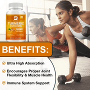 Turmeric Curcumin with Black Pepper Extract 1500mg - High Absorption Turmeric Supplement for Joint Support - 90 Count