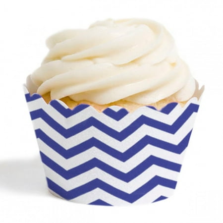 Dress My Cupcake Standard Cupcake Wrappers, Chevron, Royal Blue, Set of 12