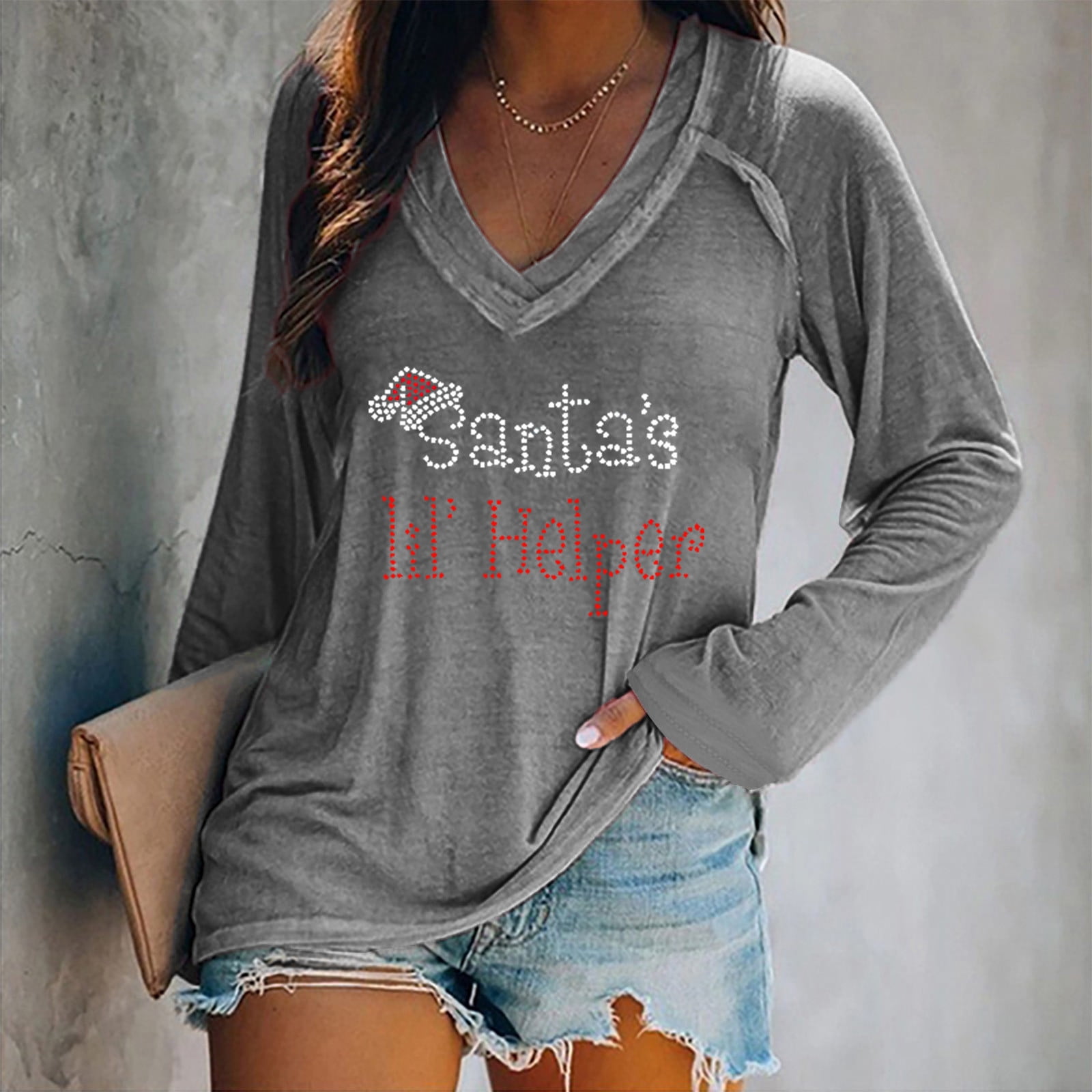 Amtdh Womens Clothes Fashion Tee Shirts V Neck Long Sleeve Shirts