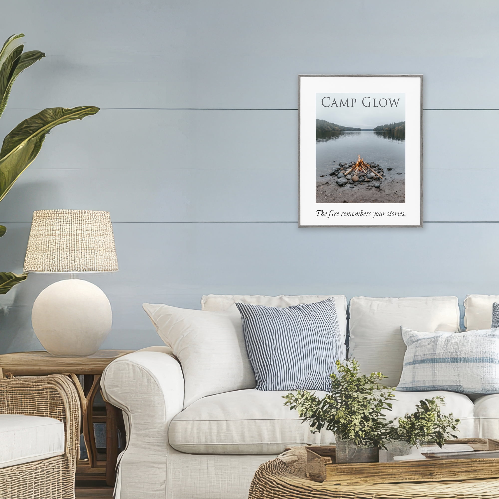 Stupell Industries Fire Remembers Your Stories Gray Framed Giclee Art, design by A Barefoot Stylist