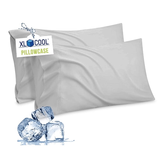 XL Cool Extra Large Oversize Special Cooling Pillowcases. 25 Inches Wide Fits The Biggest Pillows! Cooling Lyocell Fabric Stays Extra Cool and Dreamy Soft. 2-Pack Queen Gray