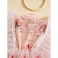thumbnail image 6 of Musuos Baby Girls Cute Rompers Dress 3M 6M 12M 18M Lace Trim Butterfly Pattern Embroidered Fly Sleeve Tulle Skir Hem Bodysuits Clothes with Headband, 6 of 9