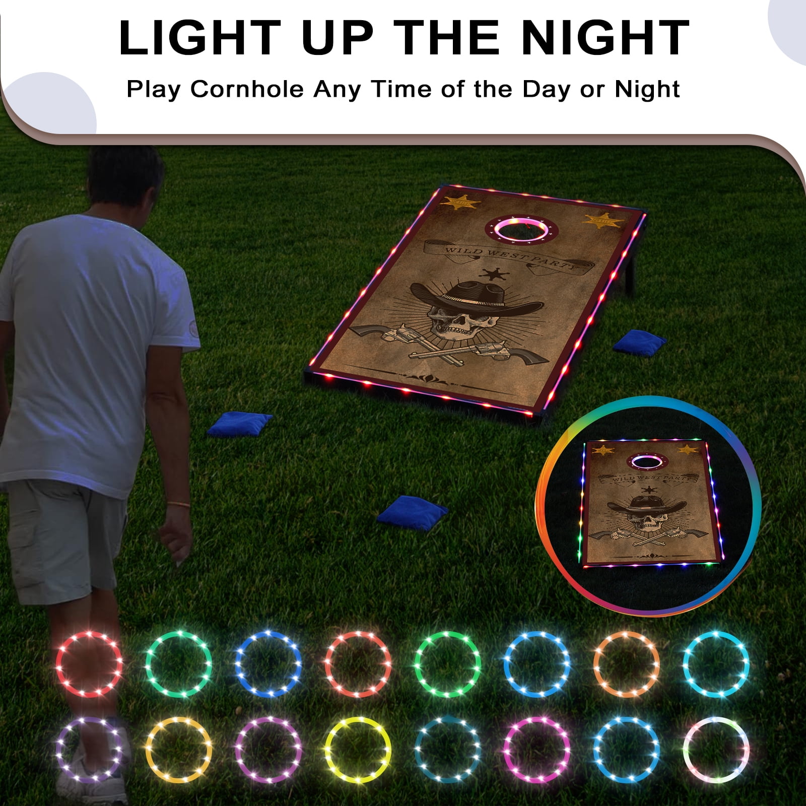 RayChee 3'x2' Cornhole Set with 8 Bean Bags and Carrying Case Outdoor Game Toss Board for Adults Outside Activities