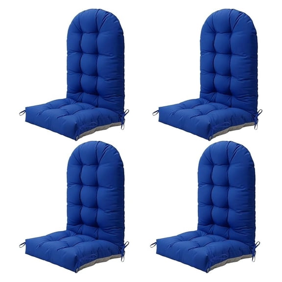 Adirondack Chair Cushion Set of 4, Thickened Patio Chair Cushions with Ties, Waterproof and UV-Protected Rocking Chair Cushion for Indoor and Outdoor, Navy Blue.