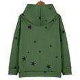 thumbnail image 4 of Women's Star Print Drawstring Hooded Sweatshirt with Pocket, Lightweight Oversized Long Sleeve Pullover Top, Casual Streetwear Fall Winter Comfort Wear, Aesthetic Soft Fleece Loungewear Green M, 4 of 8