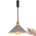 thumbnail image 1 of FSLiving Adjustable Height Remote Control J-Type Track Pendangt Light with E26 Matte Brass Finish Base Retro Industrial Factory Khaki Lamp Dimmable Color Changing for Kitchen,Customizable - 1 Light, 1 of 9