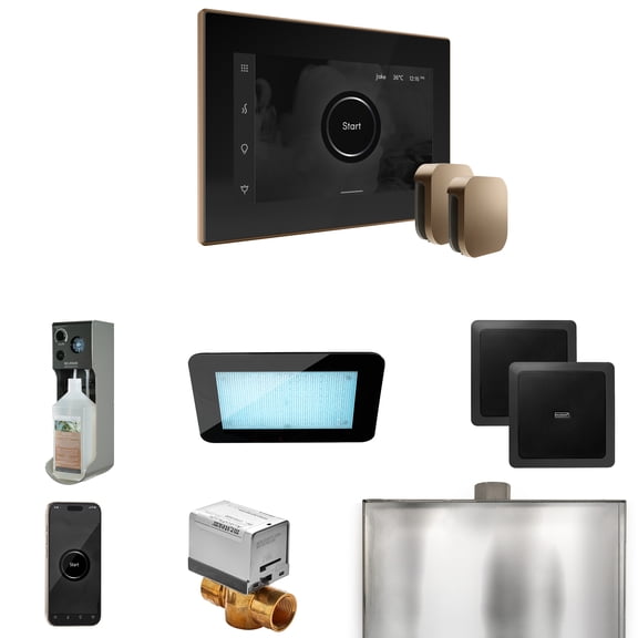 Mr Steam XDream Max Steam Shower Ctrl Pkg w/iSteamX Control and Steamhead in Black Nouveau Bronze