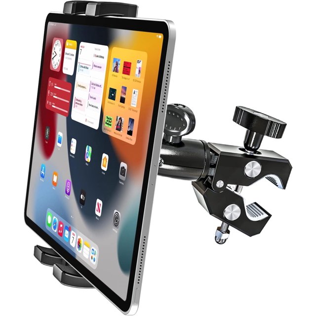 woleyi Metal Soporte Tablet Manillar Bici - 360°Rotación, Porta Tablet Bicicleta Spinning/Bici tatica/Eliptica/Micrófono para iPad Pro Air Mini, Galaxy Tab, iPhone, Dispositivos de 4.7-13 Pulgada