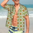thumbnail image 7 of Pofeuu Daisies Flowers Print Hawaiian Shirt for Men Sleeves Casual Button Down Summer Beach Dress Shirts T-Shirts,XX-Large, 7 of 7
