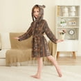 thumbnail image 2 of FORMRS Niños Bathrobe Unisex Hooded Robe Soft Plush Pajamas Sleepwear, Size 2-3T, Brown Tribal Pattern, 2 of 7