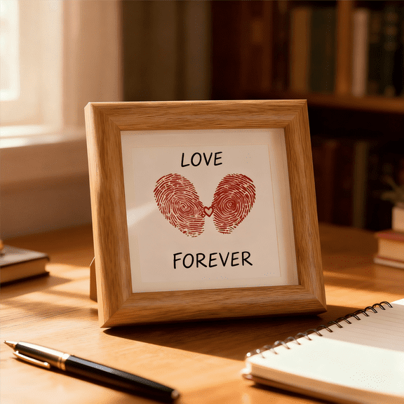 Couple Friends Fingerprint Frame Kit, DIY Personalized Thumbprint Photo, Creative Anniversary Valentine Engagement Birthday Gifts for Him Her, 7.8x7.8 inch Photo Picture Frames