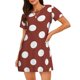 thumbnail image 1 of Balery Maroon And White Polka Dot Camisón de manga corta con cuello redondo para mujer, cómodo y elegante., 1 of 6